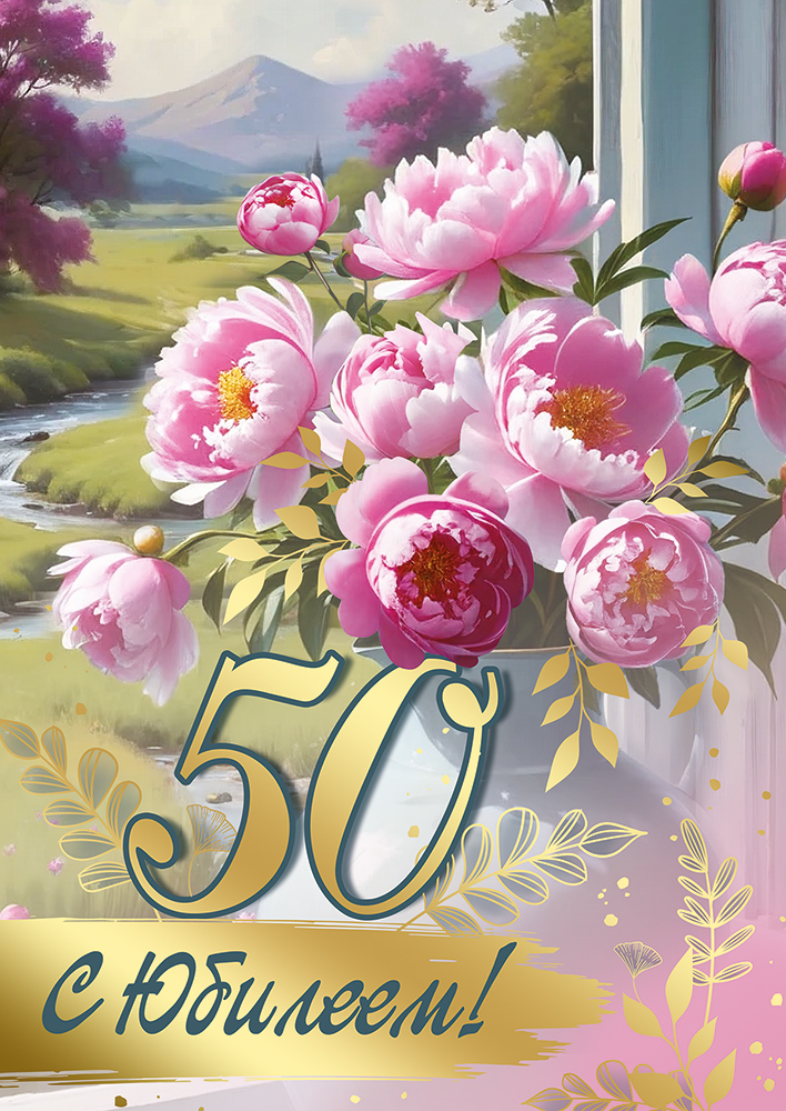

3.0000464 Открытка А4 С Юбилеем! 50 лет (жен) С текстом Фольга