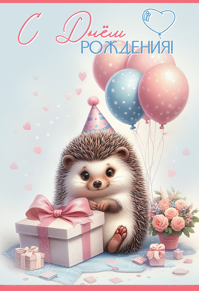 

5.0000008 Открытка А5 С Днем рождения! (уни) С текстом Цветные блестки в лаке