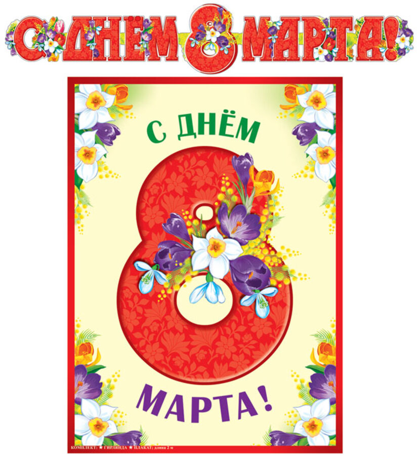 ГР-13073 С Днем 8 Марта 2 м Гирлянда с плакатом 191₽