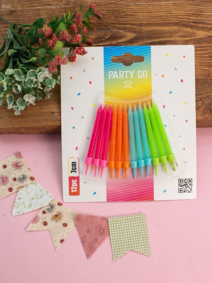 

EC0147 Свеча праздничная набор Color blaze 12шт