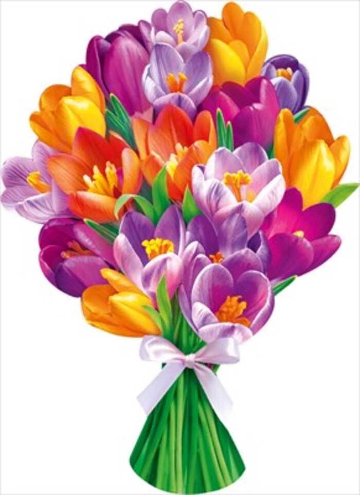 89142 Вырубка на двустскотче А5 Букет из крокусов жен 19₽