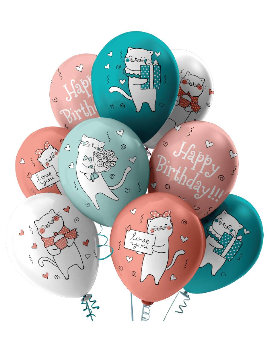

ШВ-9812 Шар воздушный 12"/30см Happy Birthday! розово-голубой пастель