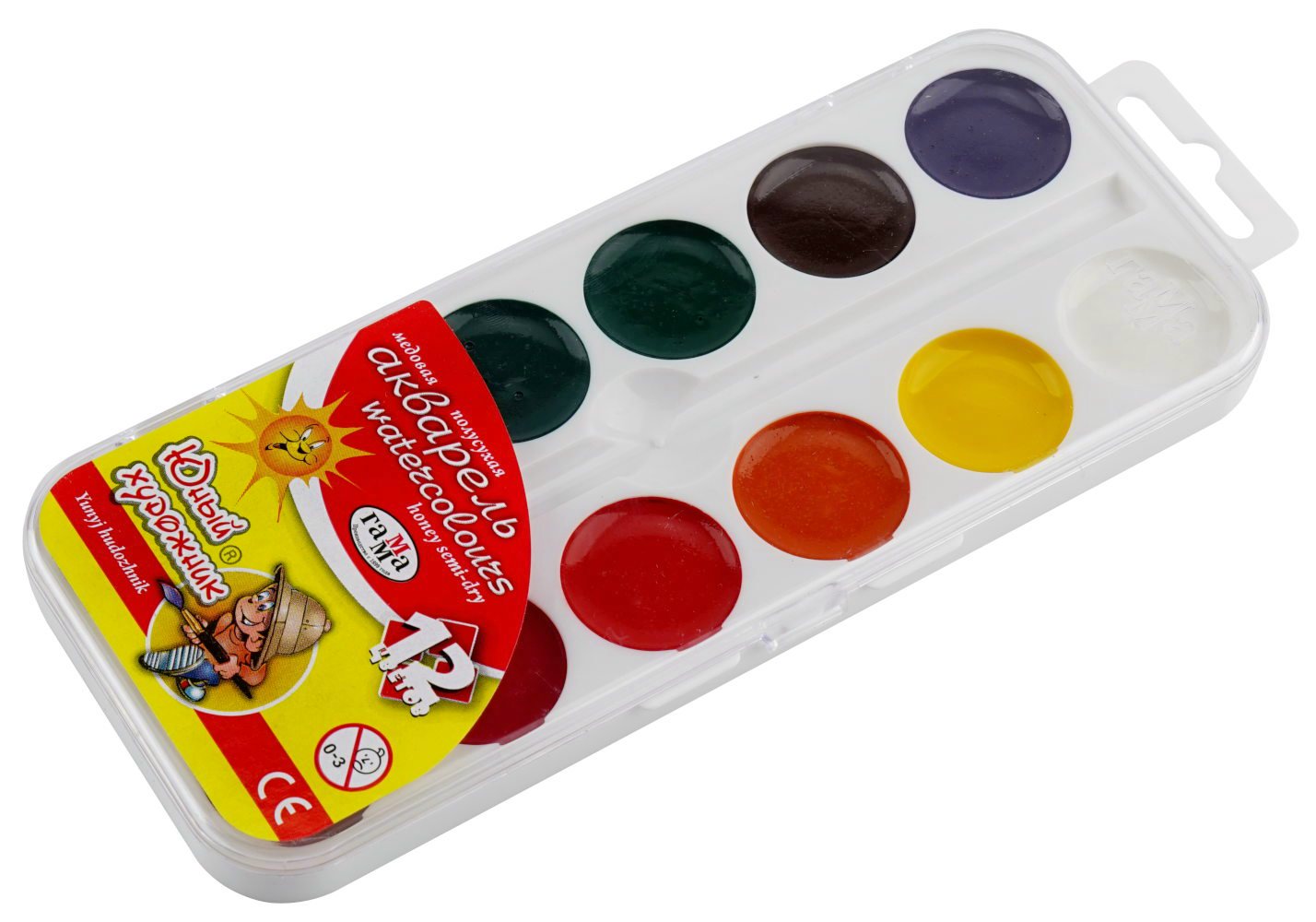 

Акварель 12цв медовая полусухая без кисти пласт.уп. европодвес Юный художник ГАММА 212071