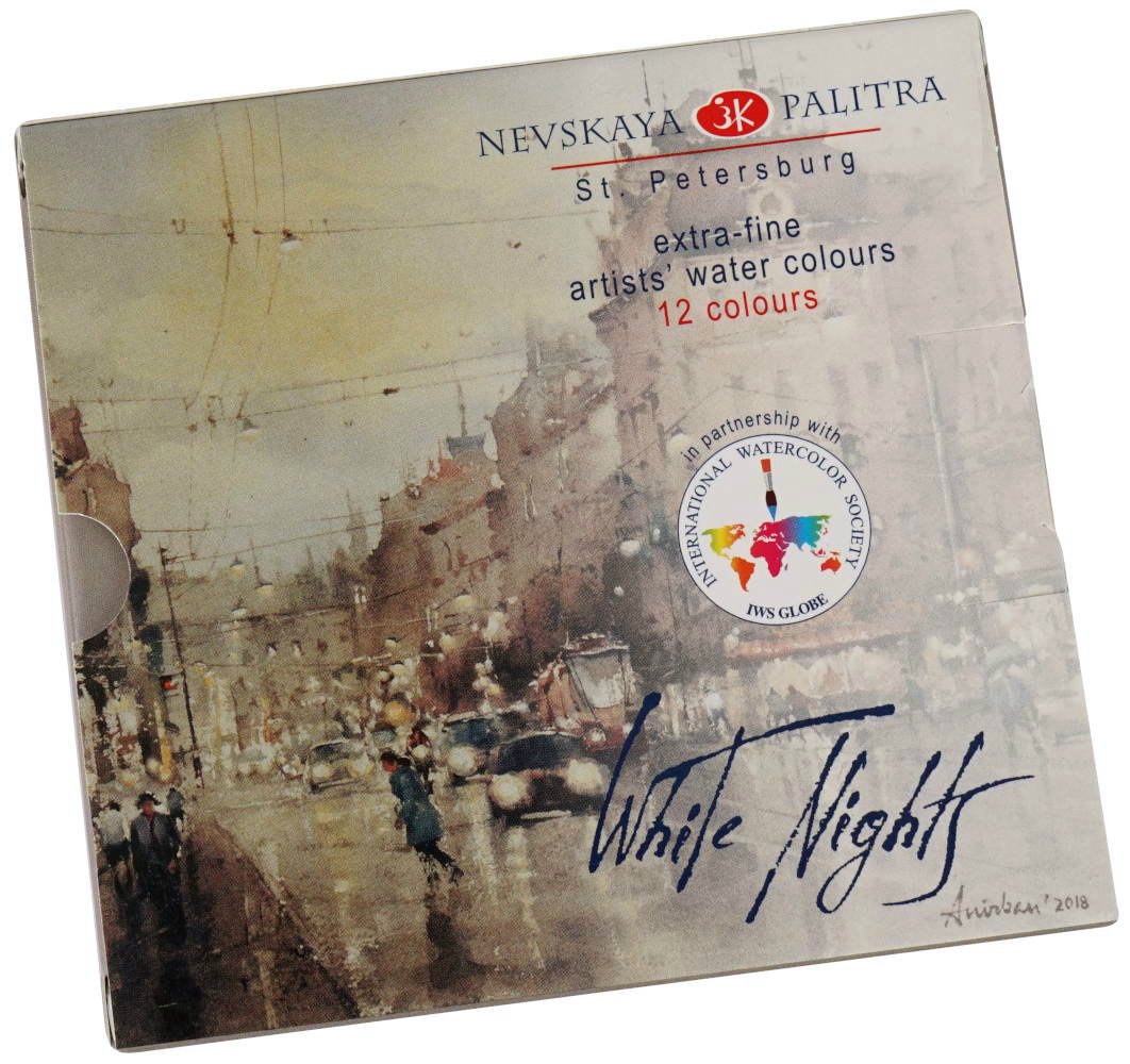 Акварель 12цв художественная без кисти кюветы пластпенал БЕЛЫЕ НОЧИ 19421242 1097₽
