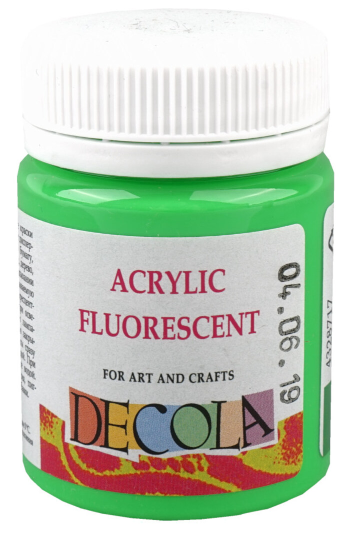

Краски акриловые 1цв 50мл банка зеленая светлая флуоресцентная DECOLA 4328717