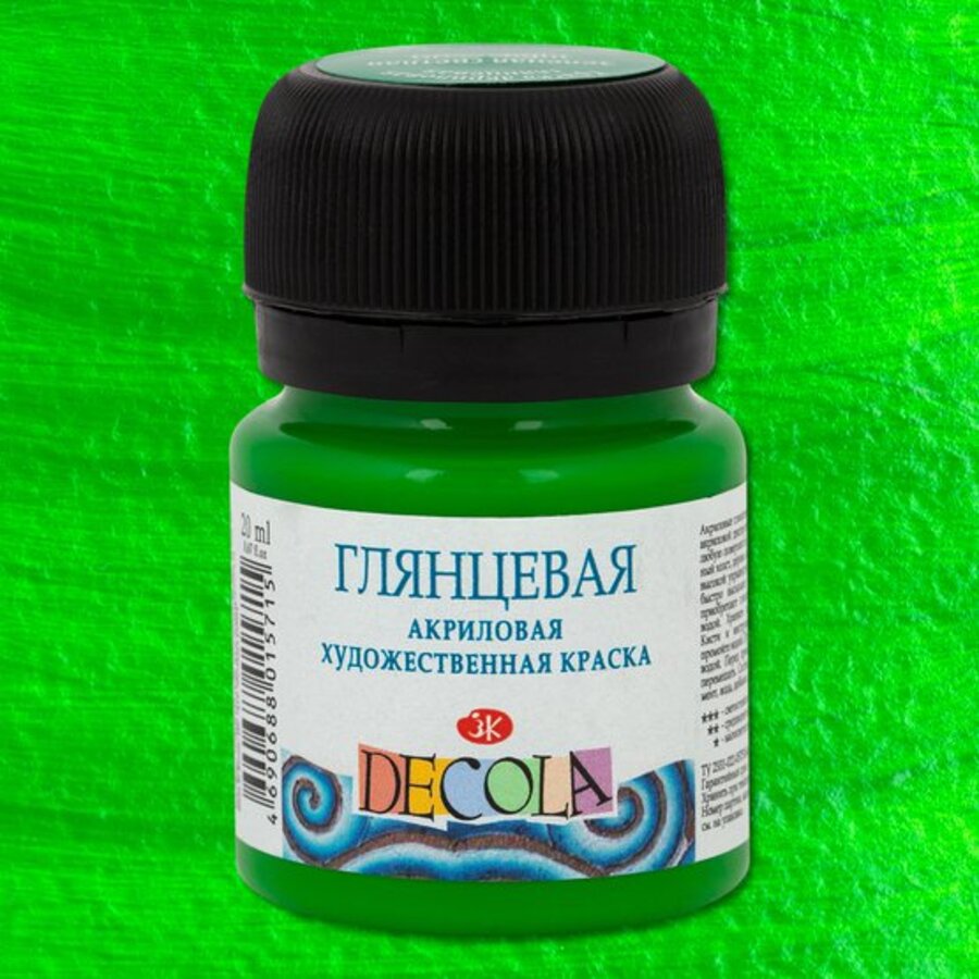 

Краски акриловые 1цв 20мл банка зеленая светлая глянцевая DECOLA 2926717