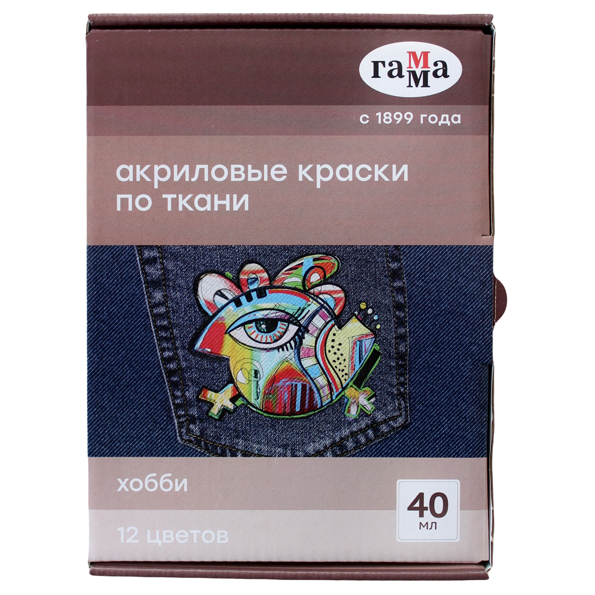 

Краски акриловые 12цв 40мл банка карт.уп. по ткани Хобби ГАММА 100714