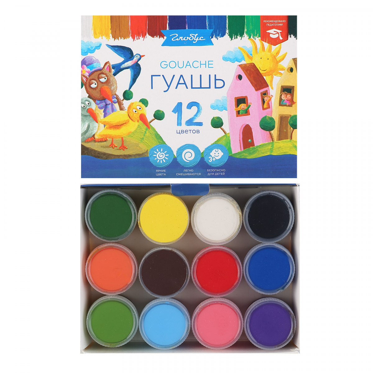 Гуашь 12цв 20мл карамельная картуп Глобус ГК12 165₽