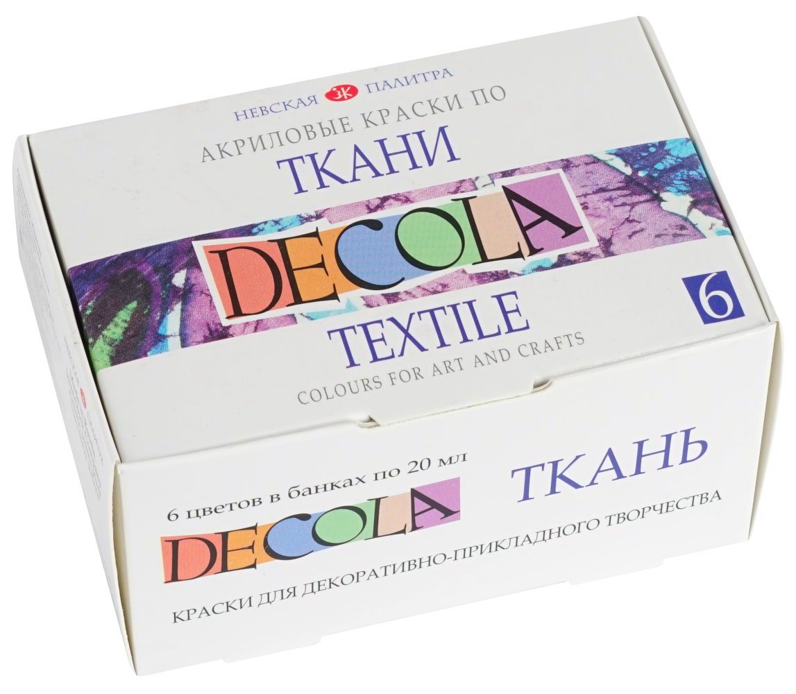 

Краски по ткани 6цв 20мл ДЕКОЛА DECOLA 4141025