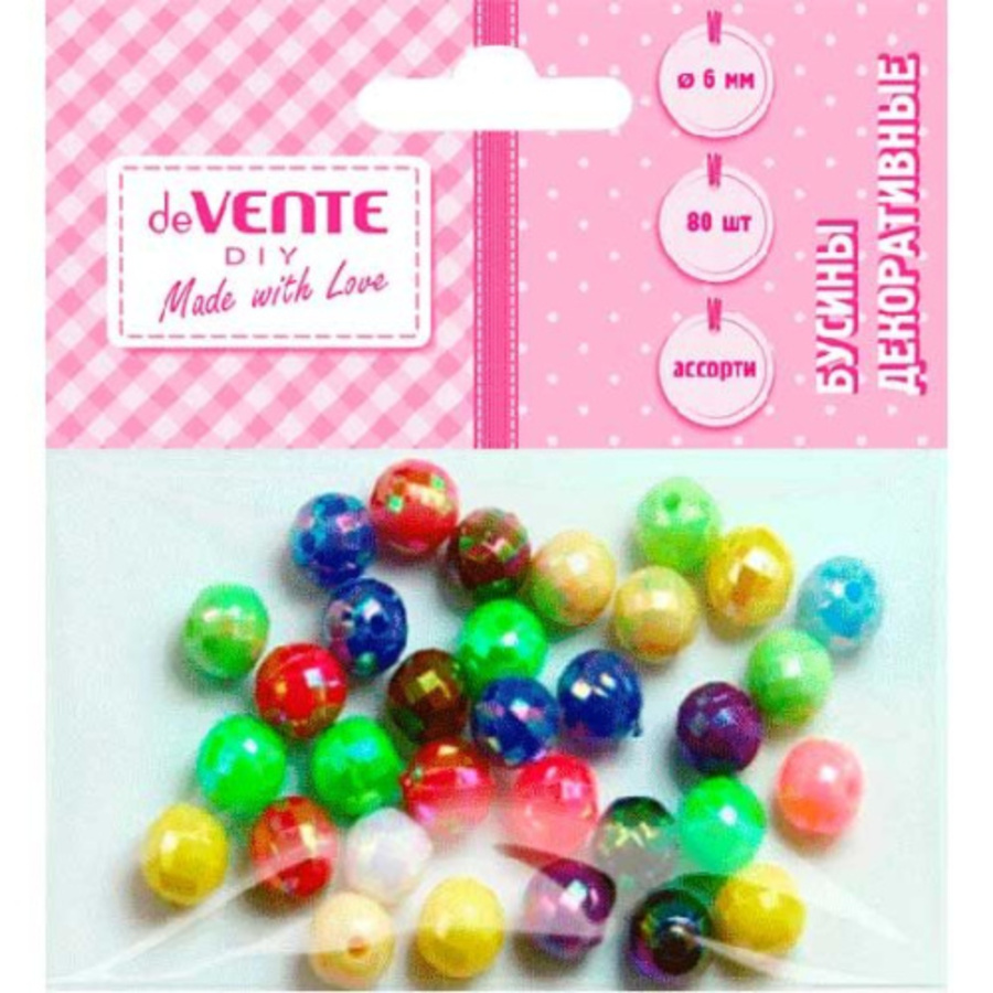 

Бусины ассорти декоративные круглые пластиковые 10г 6мм 80шт deVENTE 8001803
