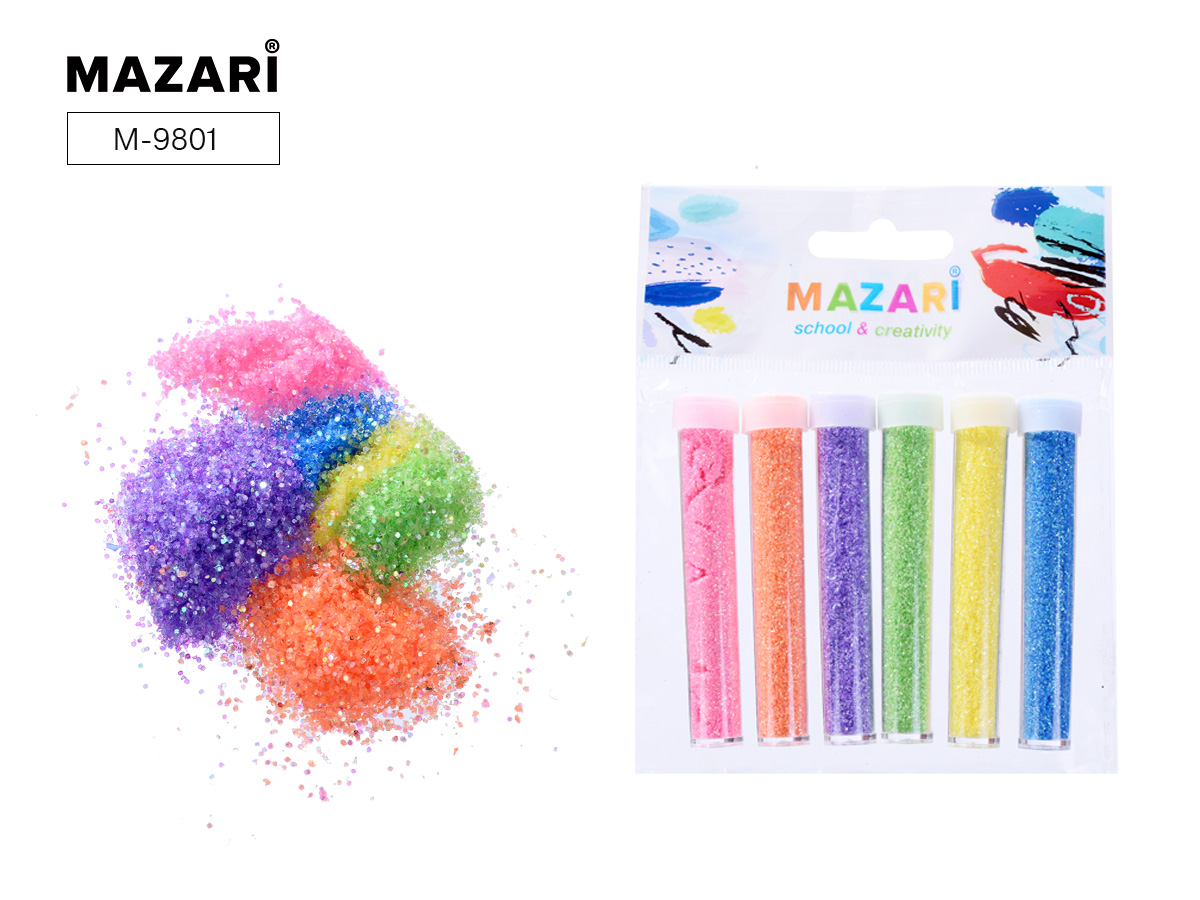 

Блестки набор 6цв х 4г пластиковая туба MAZARI M-9801