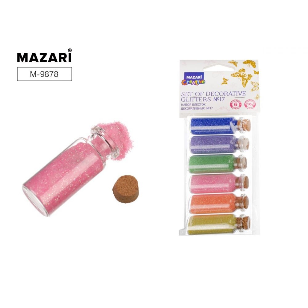 

Блестки 6цв 10г набор №15 стеклянная колба MAZARI M-9878