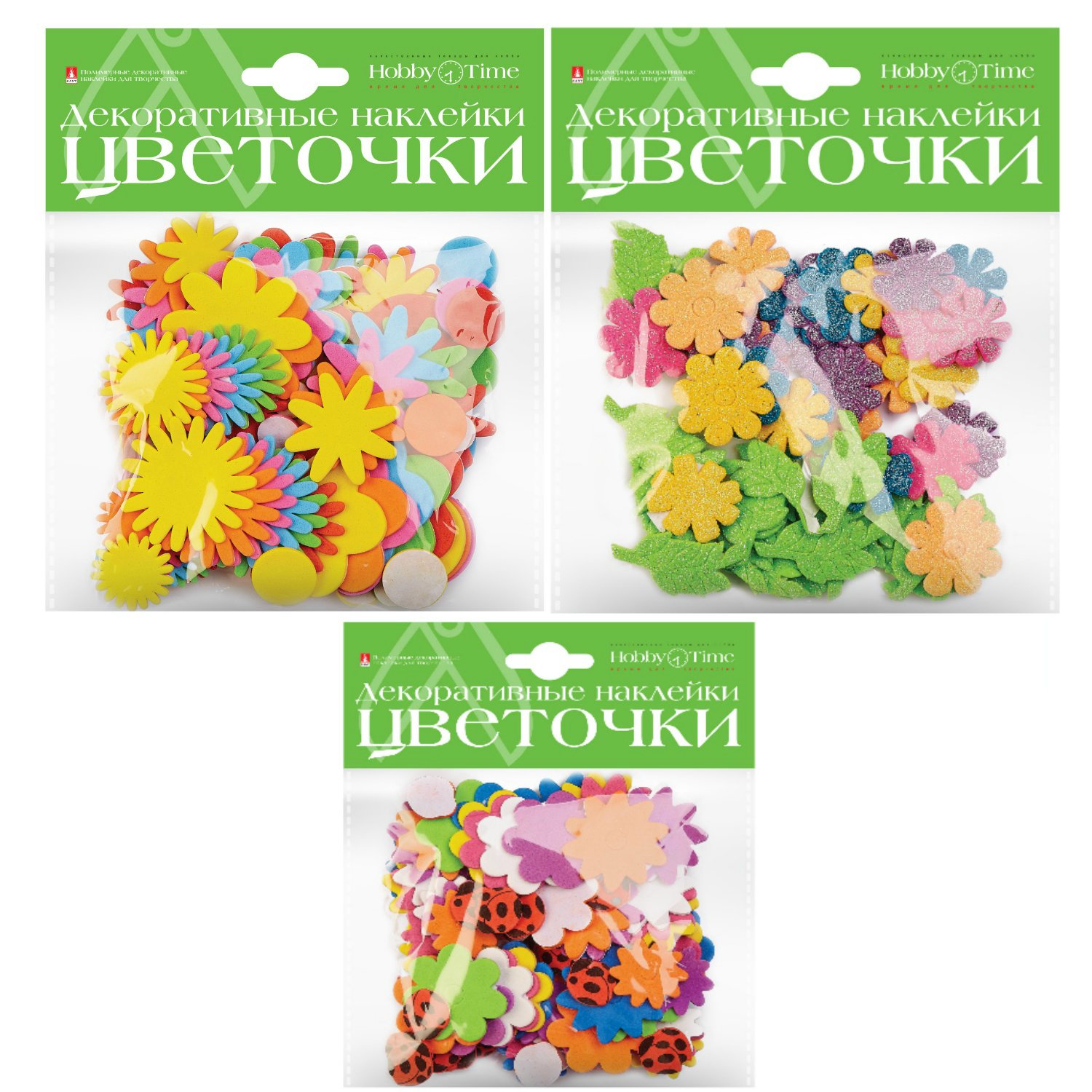 

Наклейки из фоамирана Цветочки 3 вида Hobby Time Альт 2-022