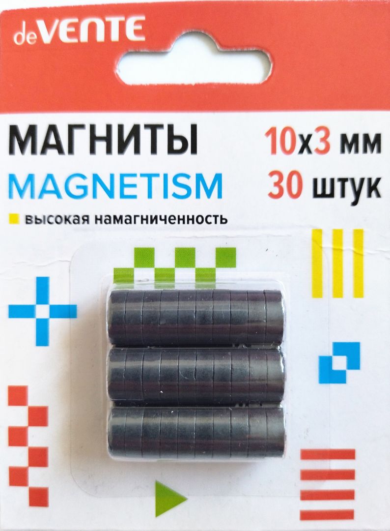 

Магниты 30шт 10x3мм черные deVENTE 8000400