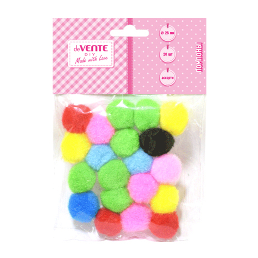 Помпоны 25мм 20шт ассорти deVENTE 8000802 46₽