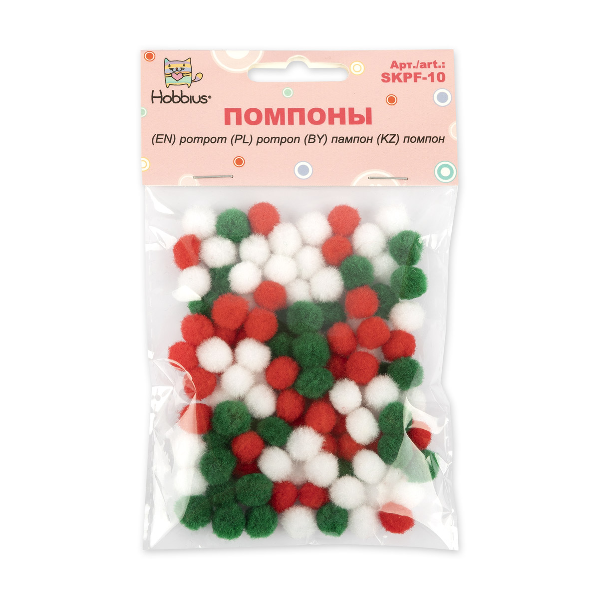 

Помпоны 10мм Рождественское ассорти №02 100шт Hobbius SKPF-10