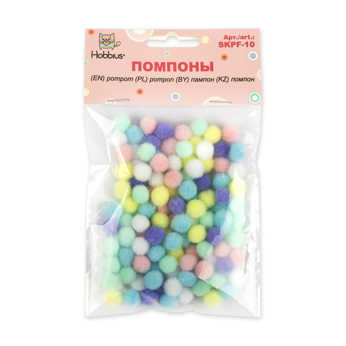 

Помпоны 10мм Пастельное ассорти №01 100шт Hobbius SKPF-10
