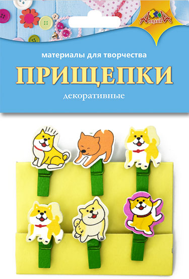 

Прищепки декоративные Веселые собачки АППЛИКА С3574-19