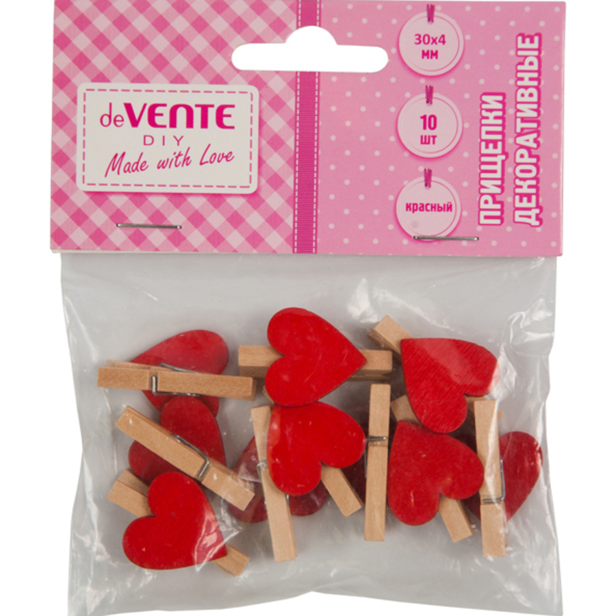 

Прищепки деревянные Hearts 10шт deVENTE 8120201