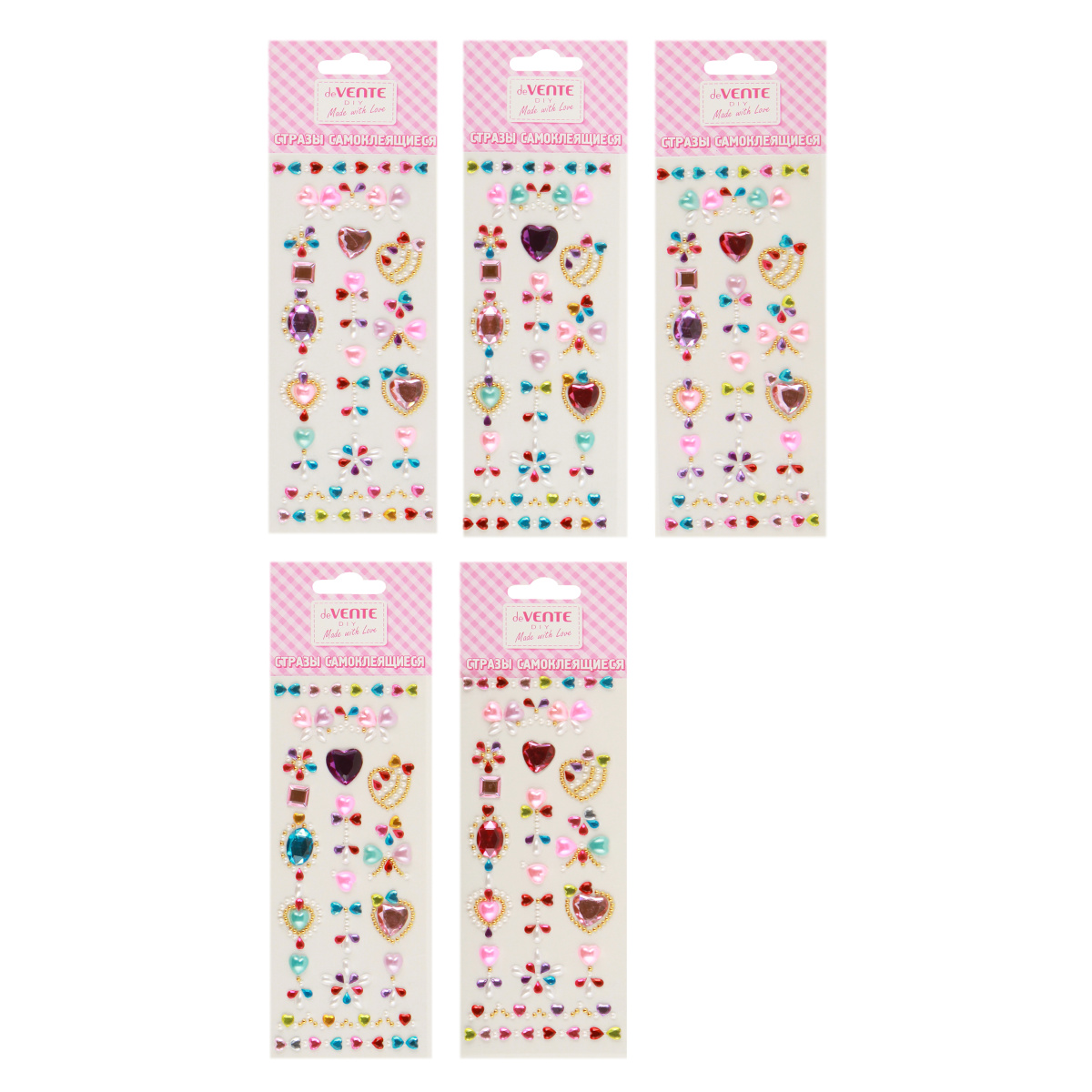 

Стразы самоклеящиеся Сердечки ассорти 7,5x18cм deVENTE 8004021