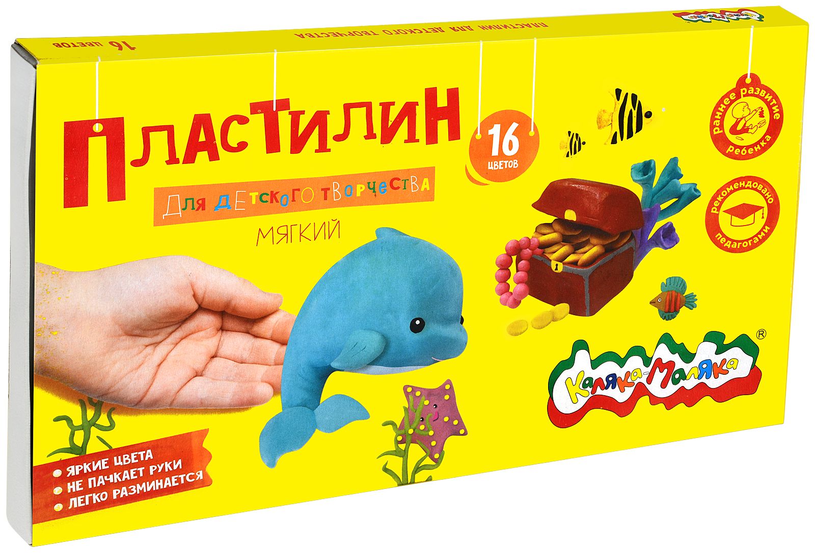 

Пластилин 16цв 240г мягкий со стеком КАЛЯКА-МАЛЯКА ПКМ16-П