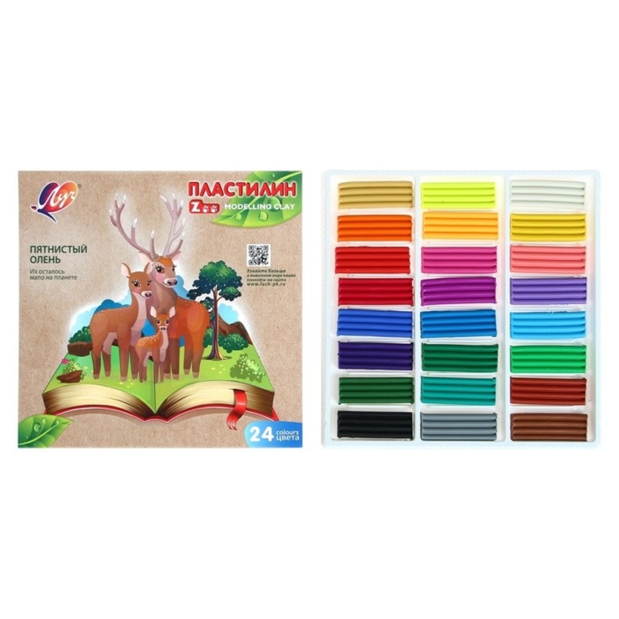 

Пластилин 24цв 360г ZOO карт.уп. ЛУЧ 30С 1809-08
