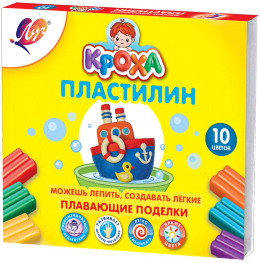 

Пластилин 10цв плавающий Кроха со стеком карт.уп. ЛУЧ 29С 1768-08