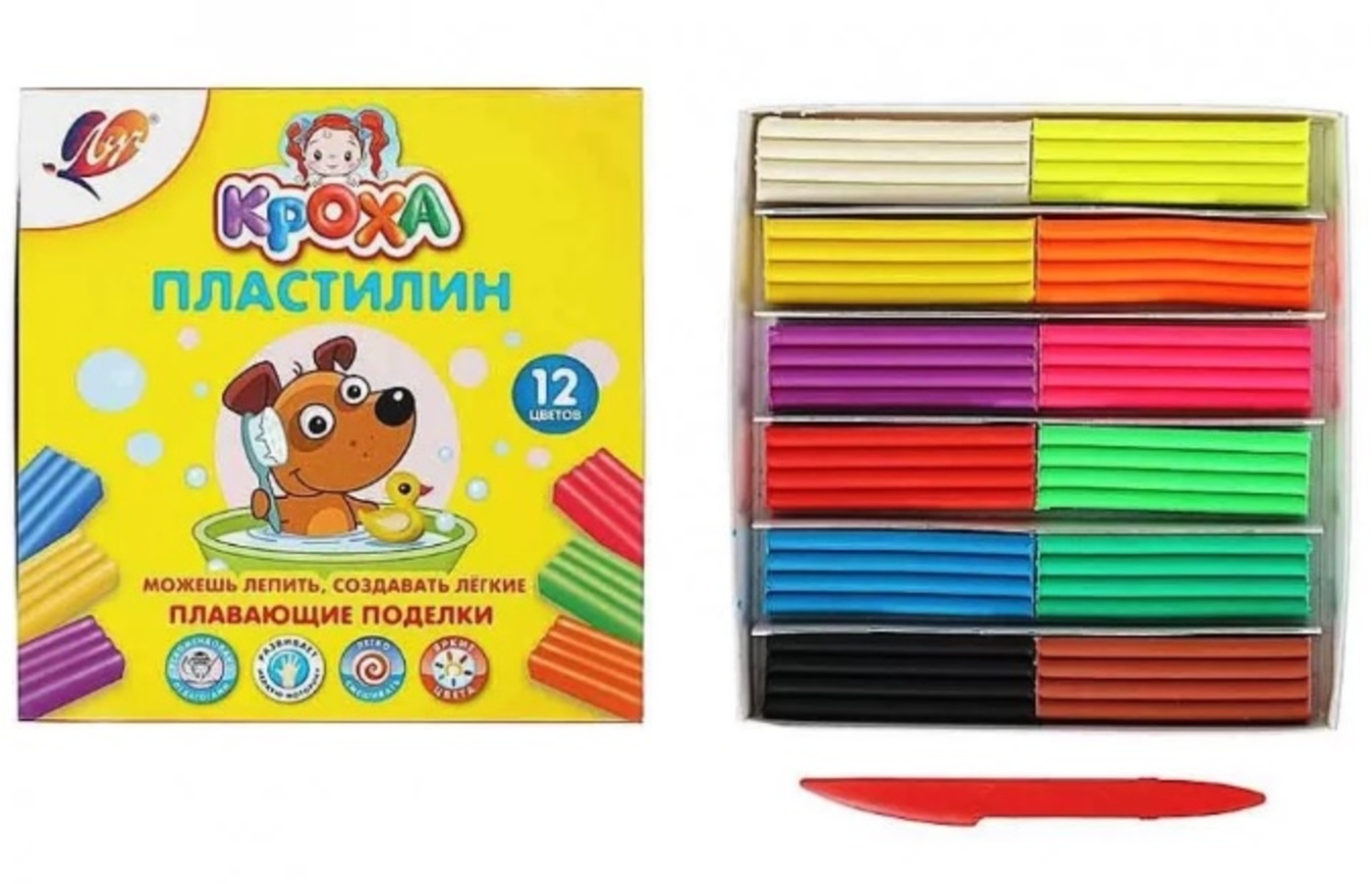 Пластилин 12цв плавающий Кроха со стеком картуп ЛУЧ 29С 1769-08 274₽