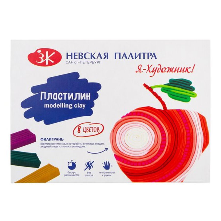 

Пластилин 8цв 160г Детский классический со стеком к/к ЗХК 221411504
