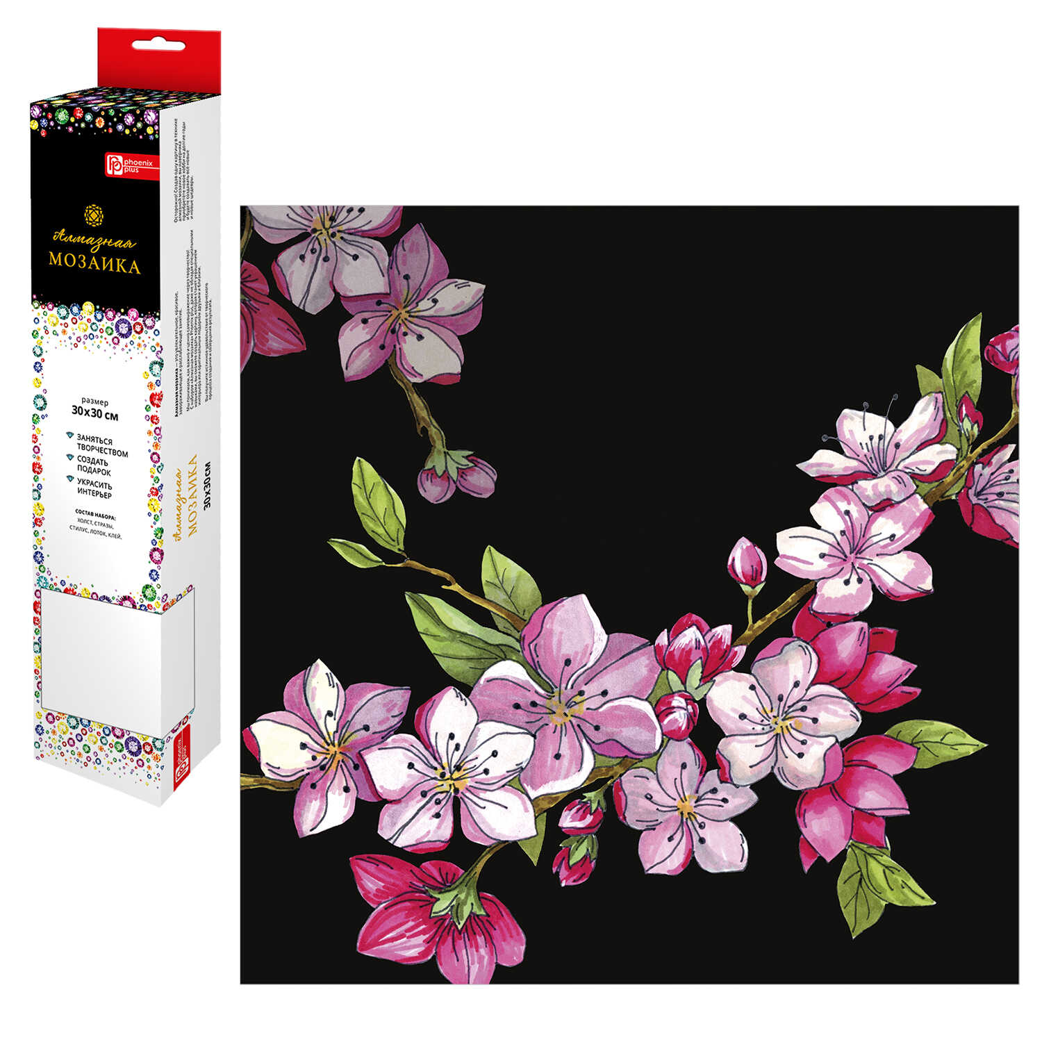 Мозаика алмазная 30х30см Цветущее дерево 517₽