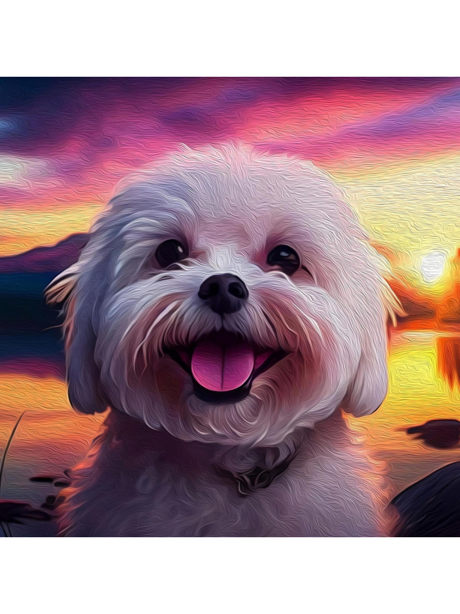 

Мозаика алмазная 30х30см Собачка на закате