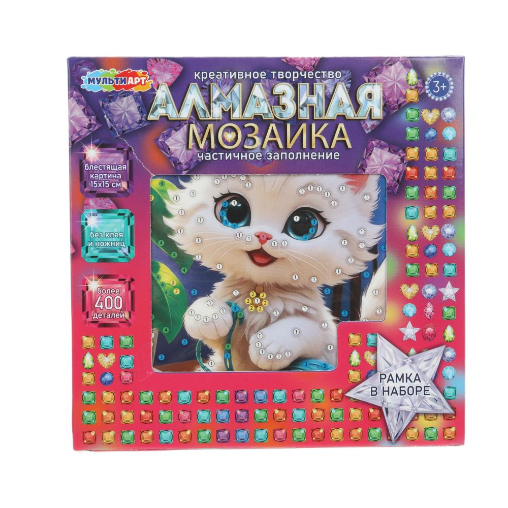 

Мозаика алмазная 15х15см Котенок с клубком