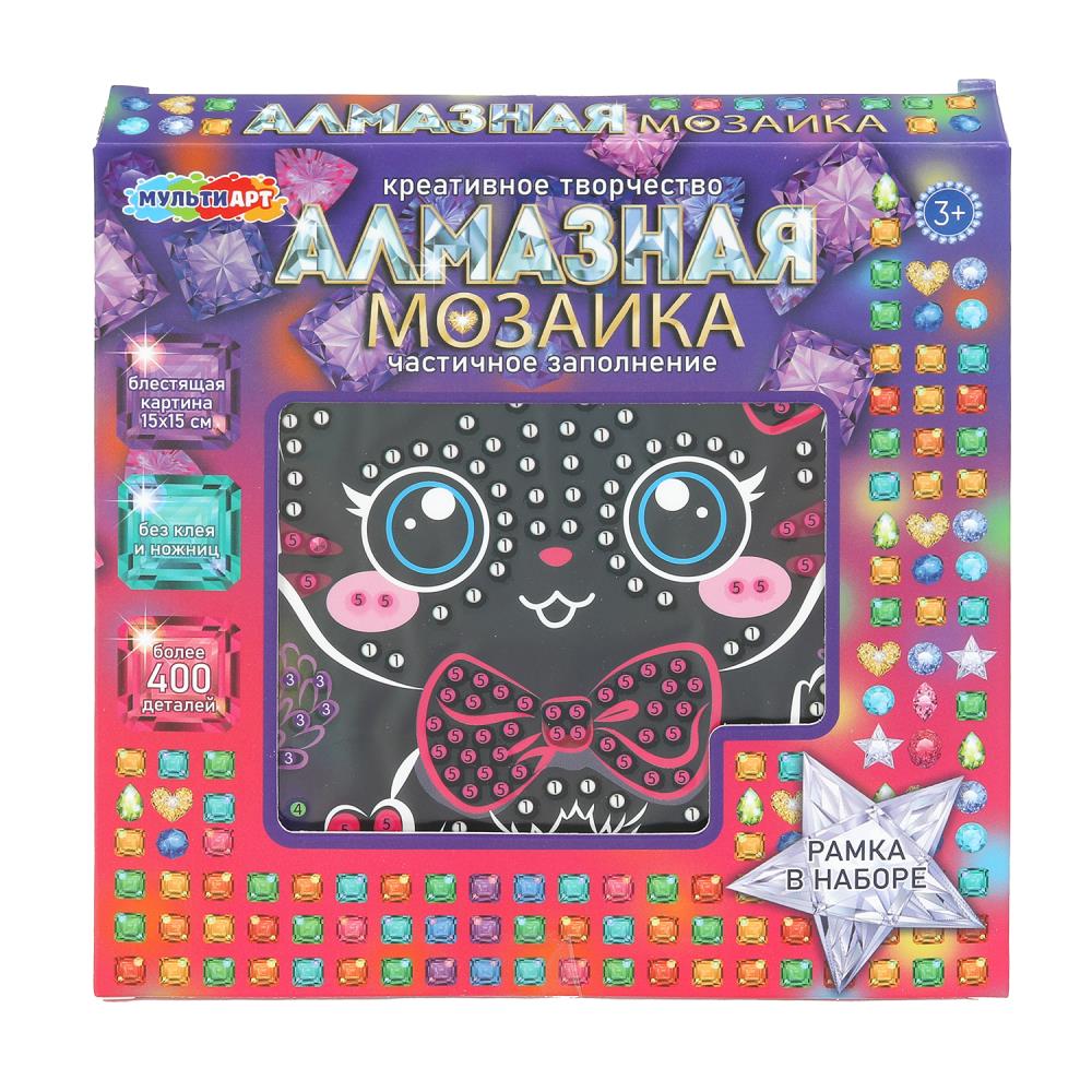 

Мозаика алмазная 15х15см на черном фоне Китти
