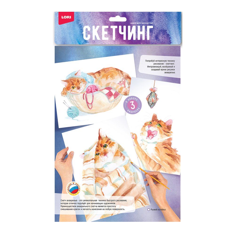 

Картина по номерам 20х30см Скетчинг акварелью Рыжий котейка