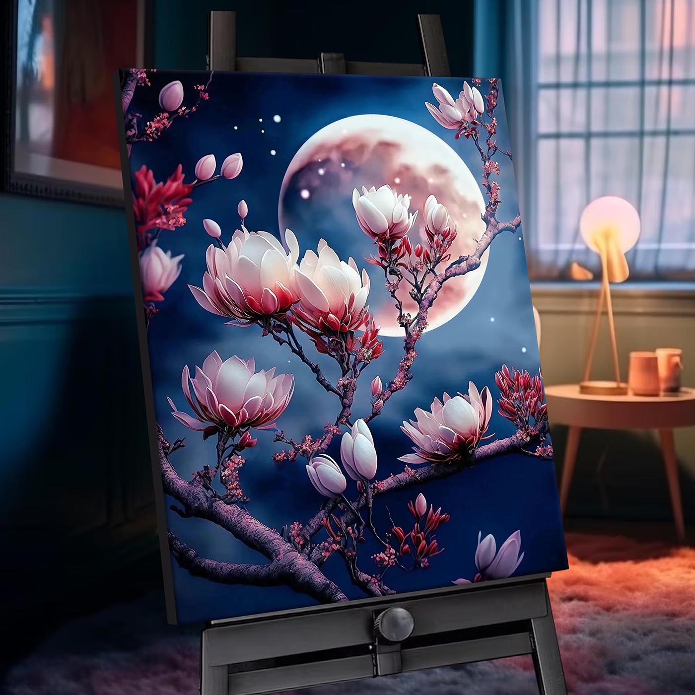 Картина по номерам 40х50см с кристаллами из хрусталя Цветущая магнолия 1417₽