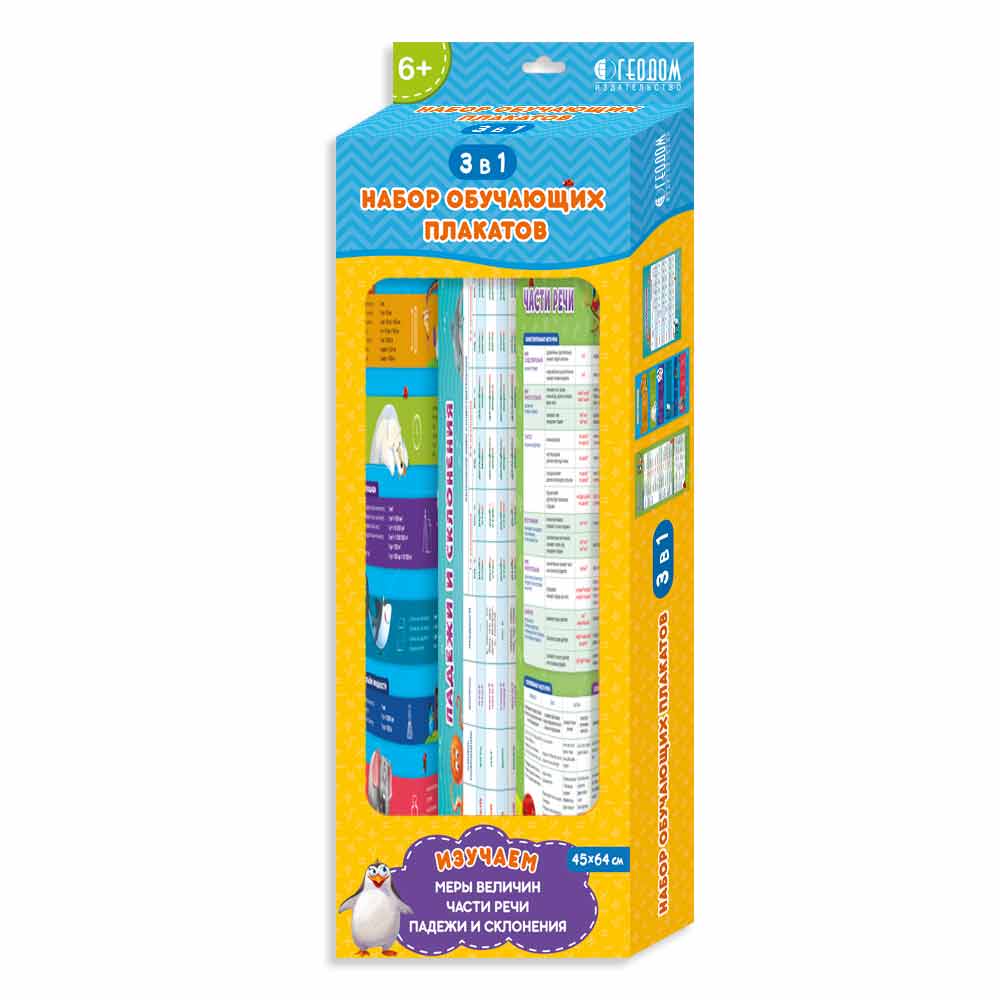 Набор плакатов Меры величин+Части речи+Падежи и склонения 45х64 ГеоДом ...