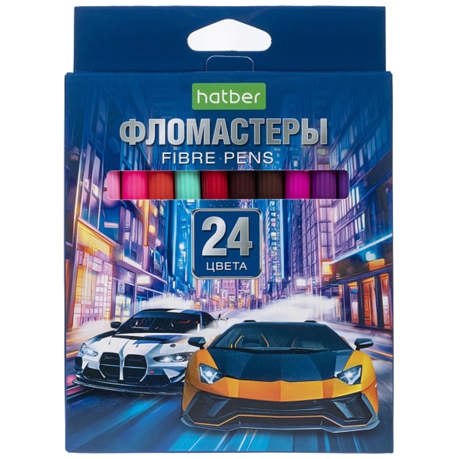 

Фломастеры 24цв смываемые конусовид. вент.колпачок карт.уп. ECO Дрифт HATBER FP_089909