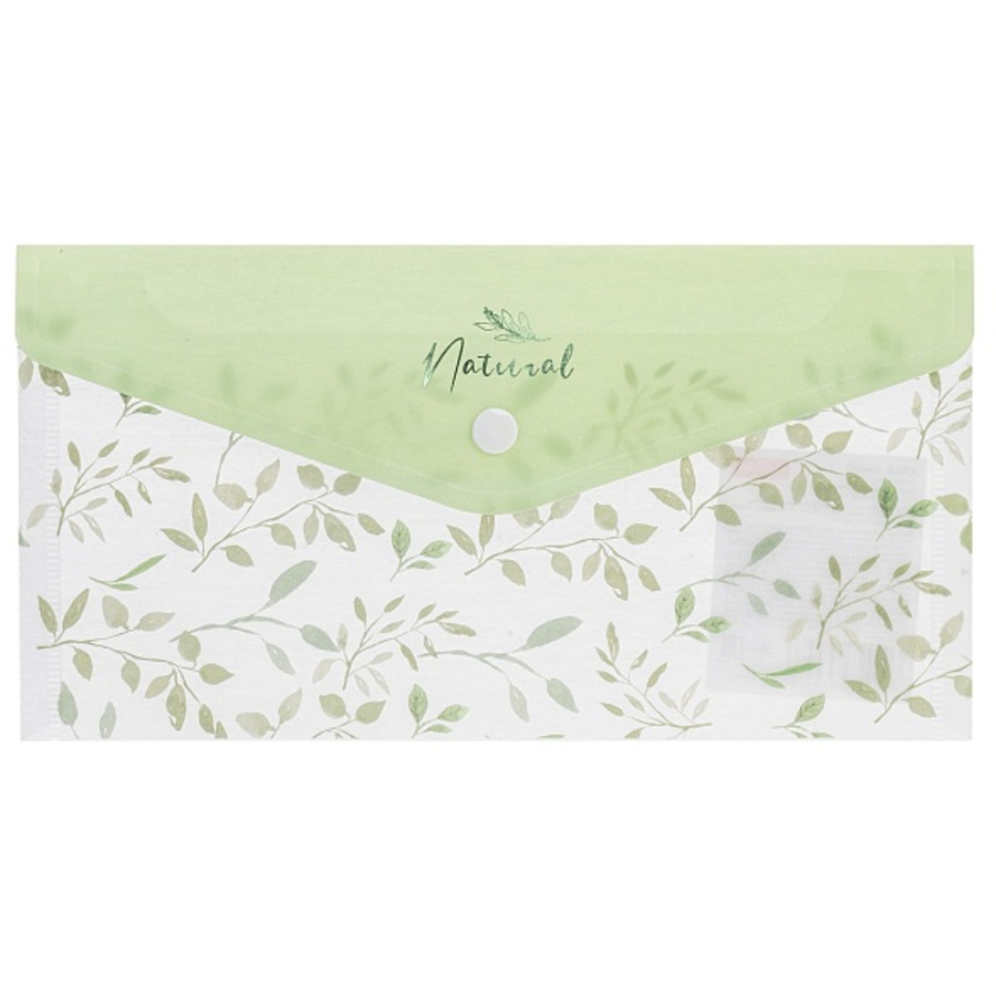 

Папка с кнопкой пластик С6 1отд. пл.180мкм Natural leaves HATBER AKk6_33480
