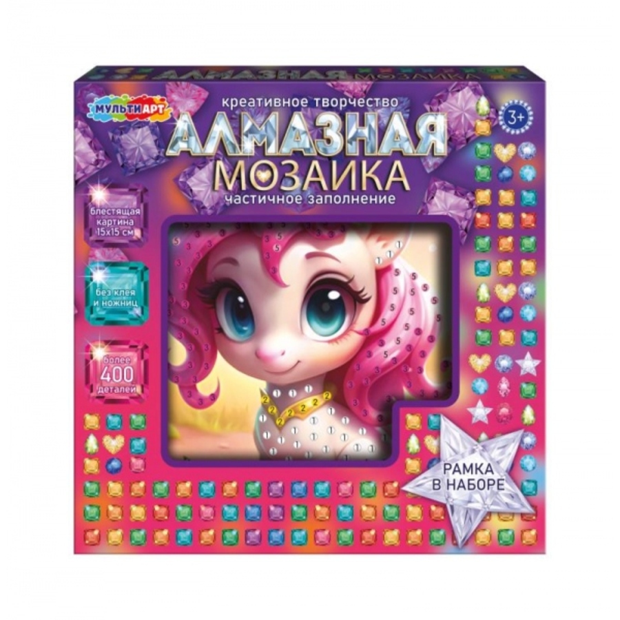 

Мозаика алмазная 15х15см Единорожка