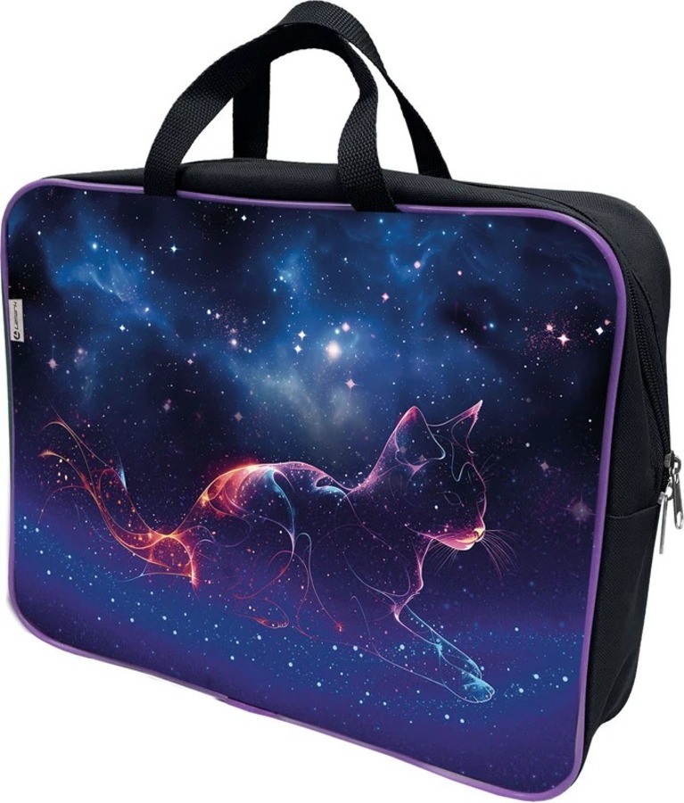 

Папка текстиль А4 1отд. молния сверху Звездный кот ручки внутр.карман Lamark DC0025-16 (уни)