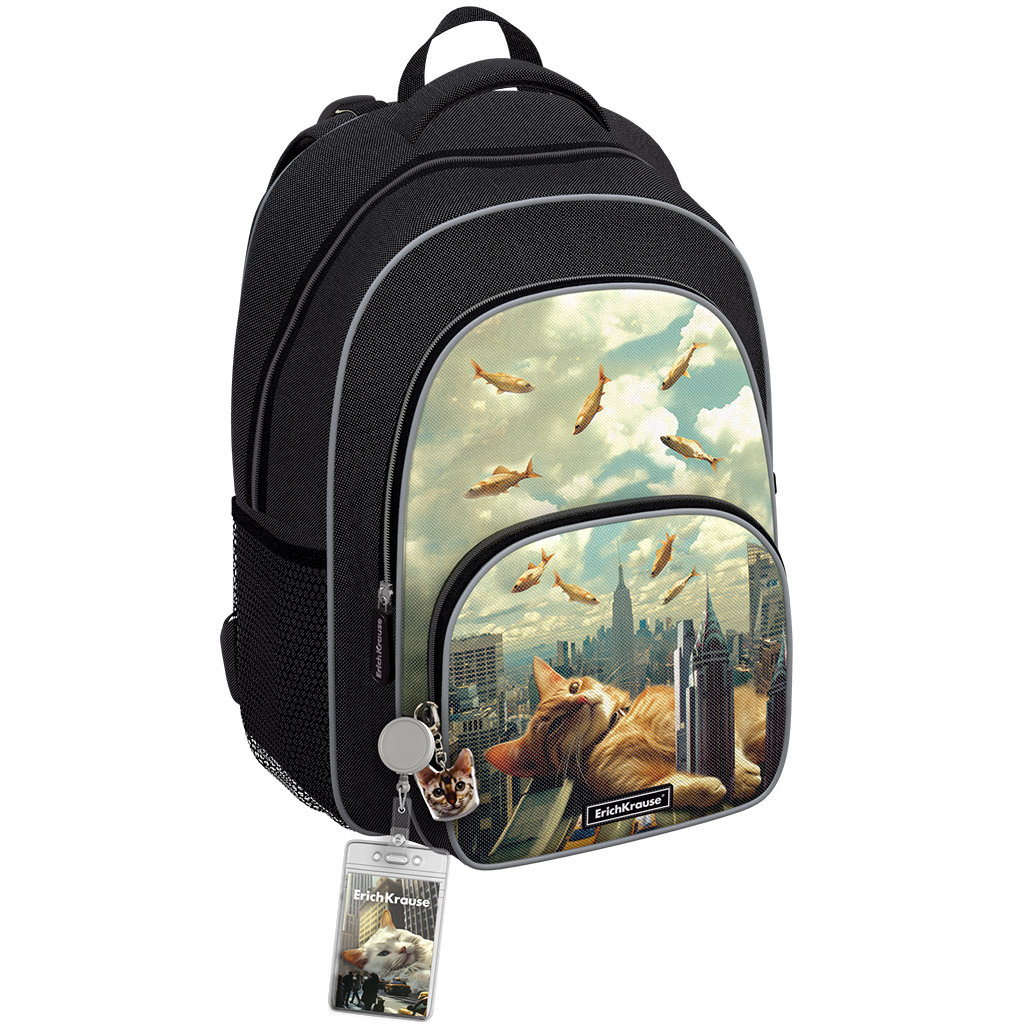

Рюкзак 1отд. ErgoLineR Big City Cats 39х30х22см 17L с брелком ERICH KRAUSE