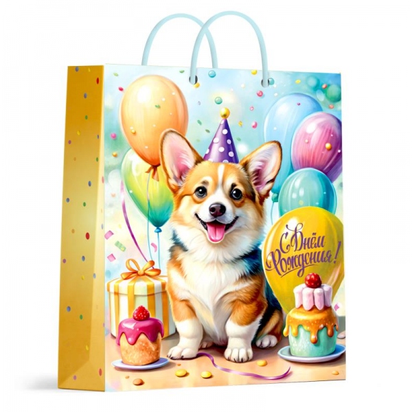 

PML-123144-KR Пакет подарочный 22х31см ML* Корги с днем рождения (уни) Матовый