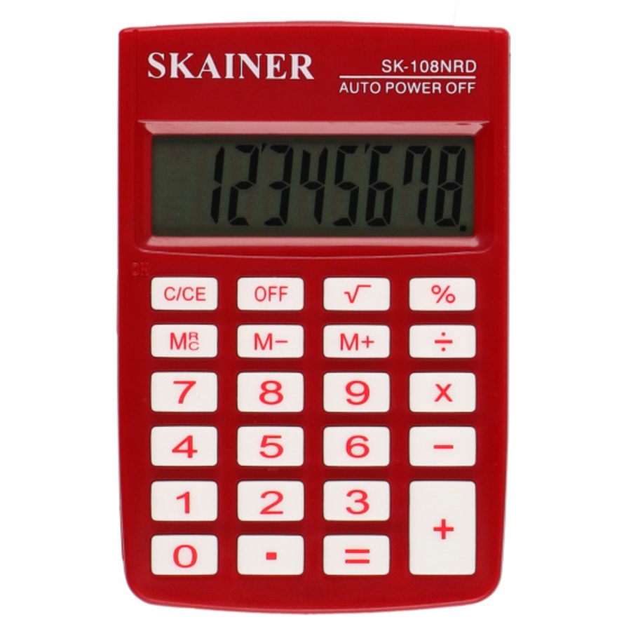 

Калькулятор карманный 8 разряд. 1-е пит. красный SKAINER ELECTRONIC CO SK-108NRD
