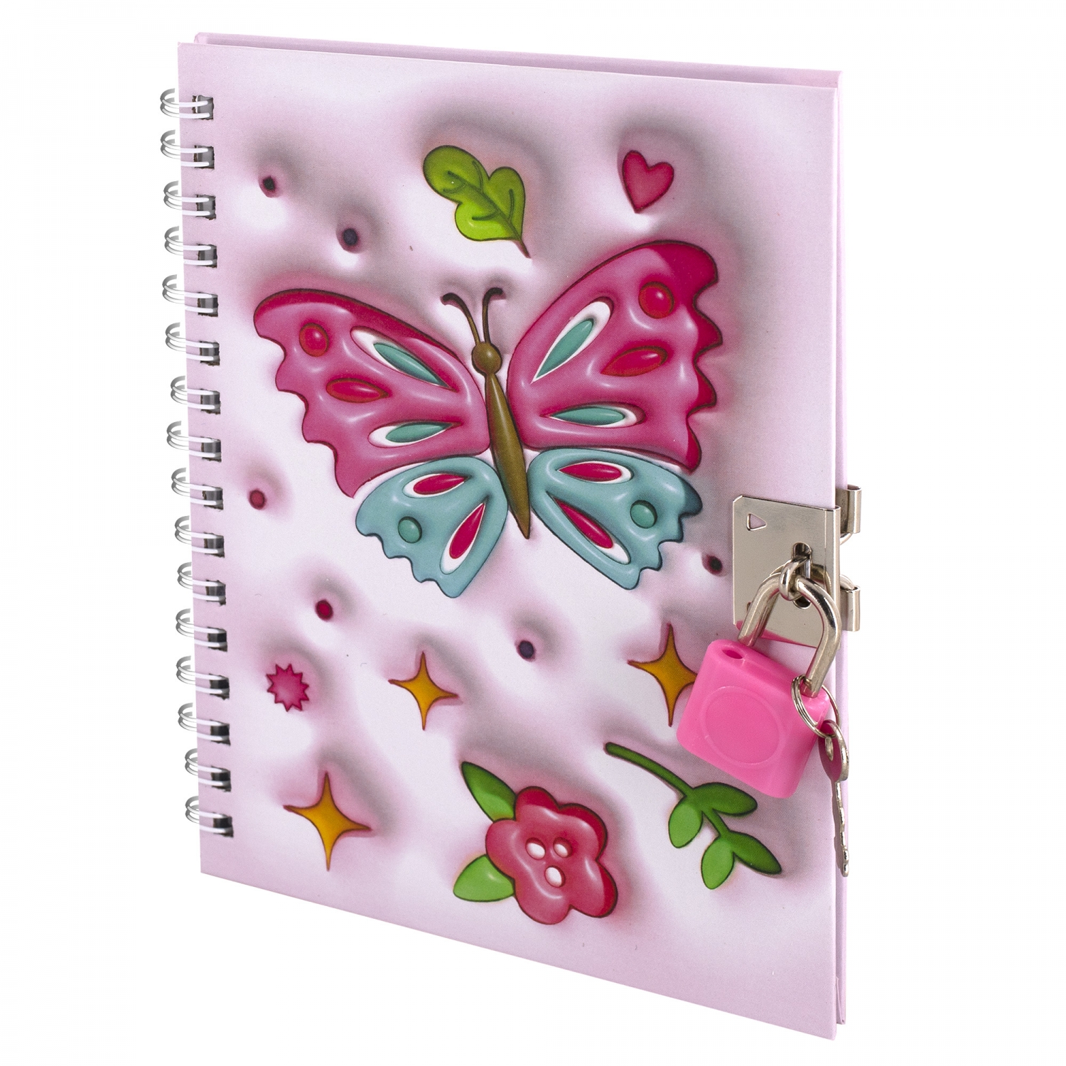 

Блокнот с замком 130х180мм 45л линия гребень тв.обл. Бабочки 3D ALINGAR AL12384