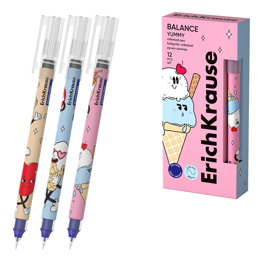 

Роллер синий 0,5мм Balance Stick Yummy корпус ассорти ERICH KRAUSE 63151