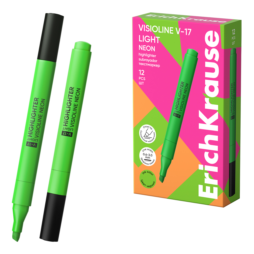 

Текстовыделитель 0,6-3мм Visioline V-17 light Neon Зеленый ERICH KRAUSE 63557