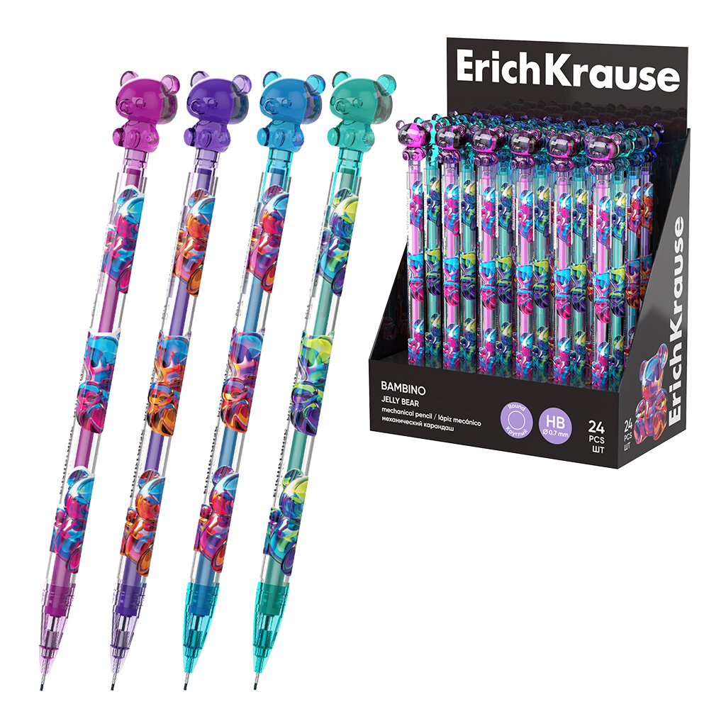 Карандаш автомат 07мм HB Bambino Jelly Bear ассорти ERICH KRAUSE 63588 75₽