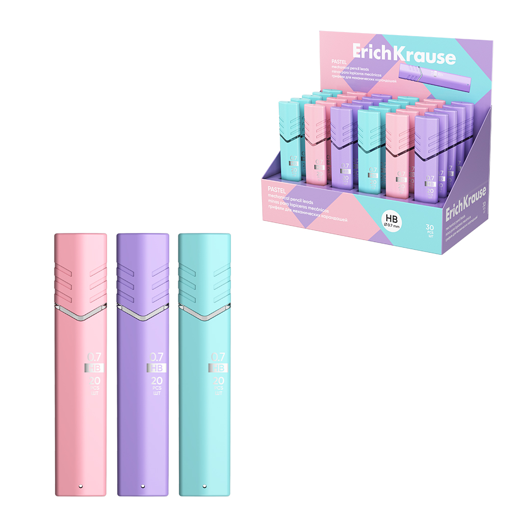 

Грифель 0,7мм HB 20шт Pastel ассорти ERICH KRAUSE 63598