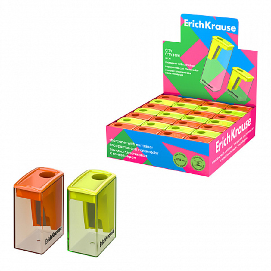 

Точилка 1отв. пластик контейнер City Mini Neon ассорти ERICH KRAUSE 60020