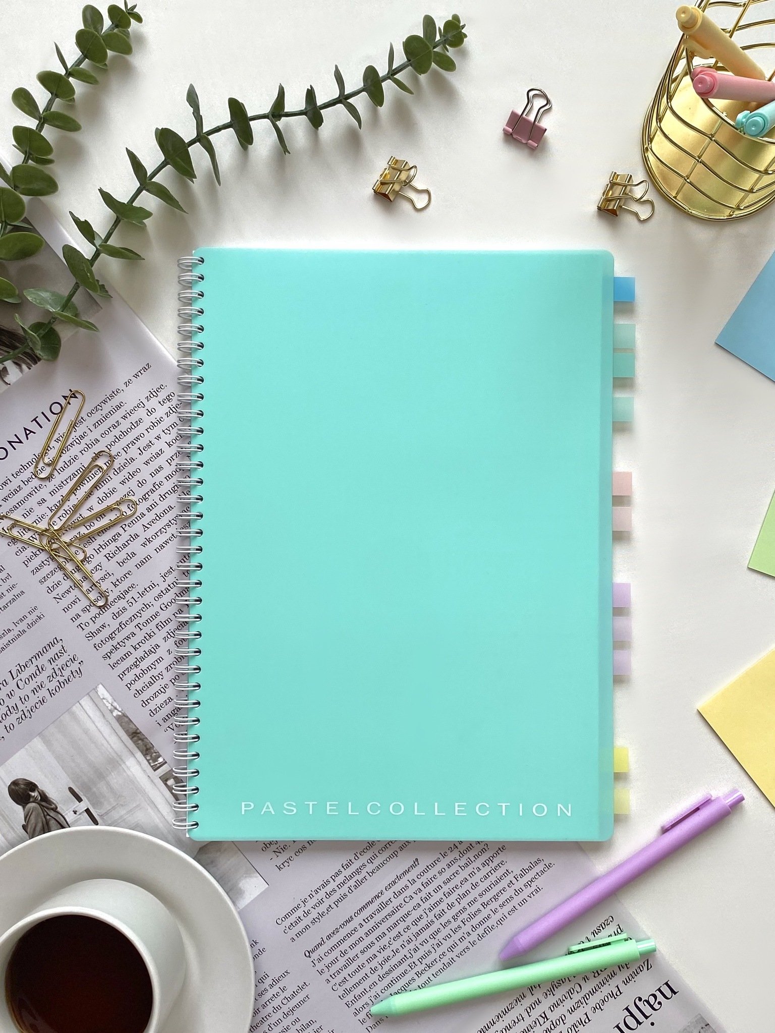 

Тетрадь А4 80л клетка гребень пласт.обл. Однотон Pastel Collection Mint ПОЛИНОМ 3406